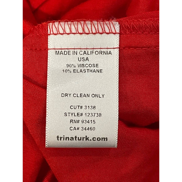 Trina Turk Maxi Caftan Dress V-Neck Short Sleeves Bright Red Orange Womens Sz 10 - Picture 7 of 8